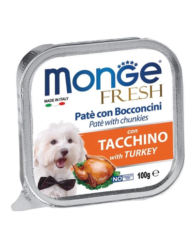 MONGE Fresh hrană umedă pentru câini sub formă de pate, curcan 100 g (pate) imagine 2022