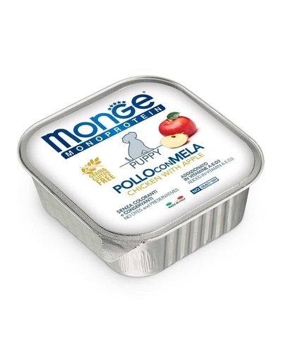 MONGE Fruit Dog Junior Monoprotein hrană umedă pentru cățeluși, cu pui și mere 150g 150g