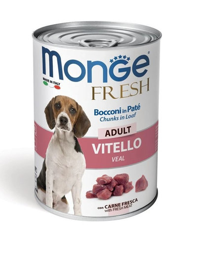 MONGE Fresh Dog hrană umedă pentru câini, cu vițel 400g Fera