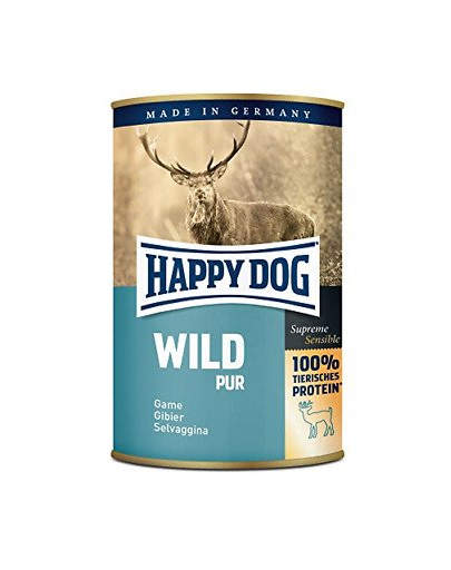 HAPPY DOG Wild Pur Hrana umeda pentru caini, 100% carne de vanat, 400 g