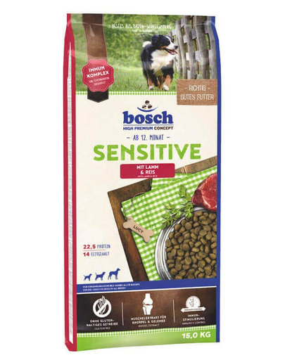 Bosch sensitive hrana uscata cu miel si orez pentru cainii adulti cu intolerante alimentare 30 kg (2 x 15 kg)