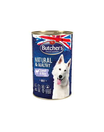 BUTCHER'S Natural&Healthy Dog hrana umeda caini, pate cu miel si orez 1200 g (3 + 1 GRATIS)