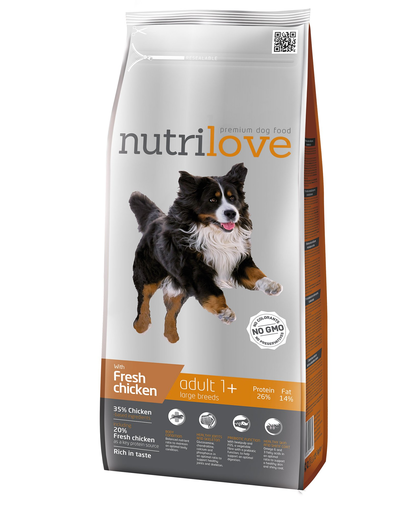 NUTRILOVE Premium cu pui proaspăt pentru câinele adult de talie mare - 3 kg