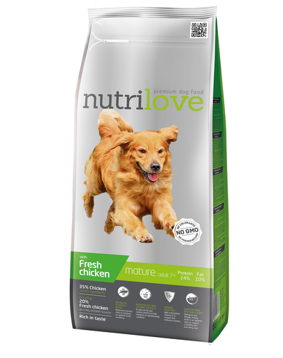 NUTRILOVE Premium hrana uscata pentru câini seniori 7+, cu pui 3 kg
