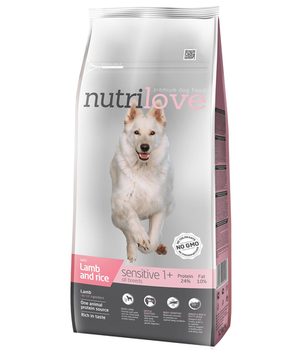 NUTRILOVE Premium cu miel și orez  DOG SENSITIVE - 12 kg