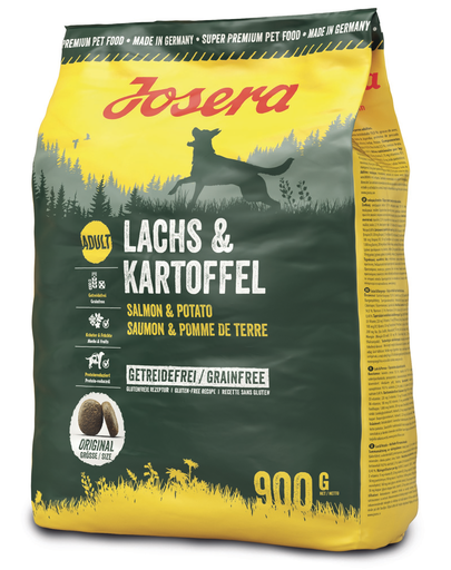 JOSERA Lachs & Kartoffel hrana fara cereale pentru caini adulti, cu somon si cartofi 5 x 900g (4+1 GRATIS)