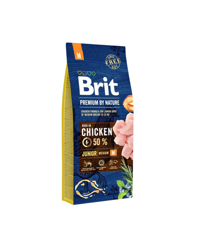 BRIT Premium By Nature Hrana uscata pentru cainii junior talie medie 15 kg + 6 x 800 g BRIT Hrana umeda junior M