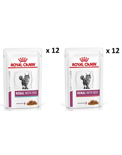 ROYAL CANIN Renal Feline Fish 12 x 85 g + Beef 12 x 85 g