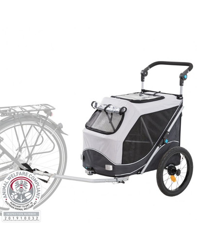 TRIXIE Remorca de atasat la bicicleta, pentru caini, marime M, 63 × 95 × 90/132 cm
