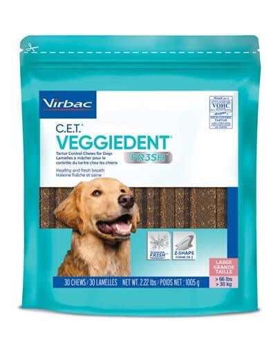 VIRBAC Veggiedent Fresh L (>30 kg) Recompense caini pentru igiena orala 15 buc. (30