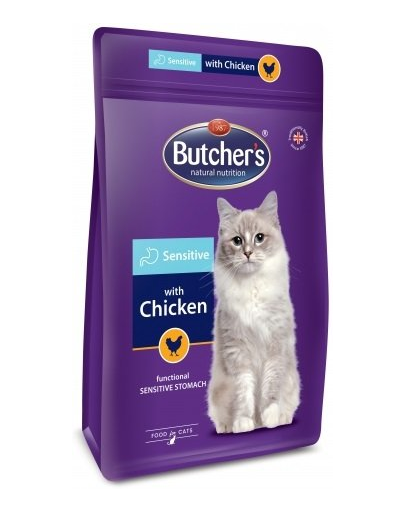 BUTCHER'S Functional Cat Sensitive hrana uscata pentru pisici, cu pui 6 x 800 g (5+1 GRATIS)