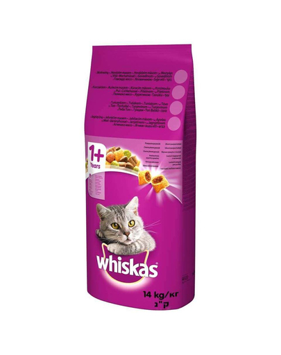 WHISKAS Adult hrana uscata pisici adulte, cu vita si legume 14kg + Recompense GRATIS