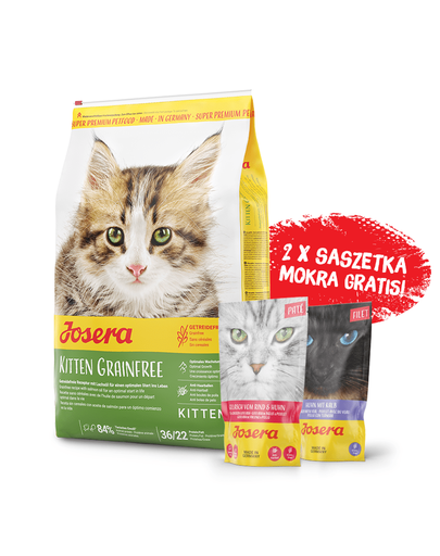 JOSERA Kitten GrainFree hrana uscata pentru pisoi 10 kg + 2 plicuri hrana umeda GRATIS