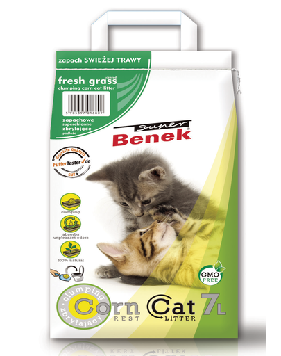  BENEK Super Corn Cat cu miros de iarba 7 l x 2 (14 l) Asternut igienic pentru litiera 