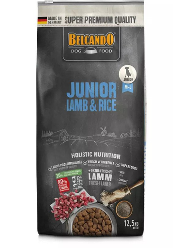 BELCANDO Junior hrana uscata cu miel si orez, pentru cainii cu varsta 4 luni+, talie M-L 25 kg (2 x 12.5 kg) 12.5