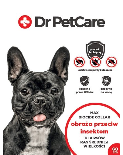 Dr PetCare MAX Biocide Collar Zgarda Impotriva Puricilor Si Capuselor, Pentru Caini Talie Medie 60 Cm 2 Buc.