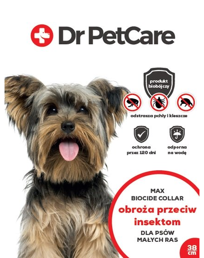 Dr PetCare MAX Biocide Collar Zgarda impotriva puricilor si capuselor, pentru caini de talie mica 38 cm 5 buc.