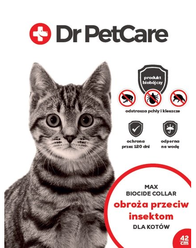 Dr PetCare MAX Biocide Collar Zgarda Anti-purici Si Insecte, Pentru Pisici 42 Cm 2 Buc.