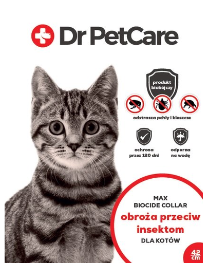 Dr PetCare MAX Biocide Collar Zgarda anti-purici si insecte, pentru pisici 42 cm 2 buc.