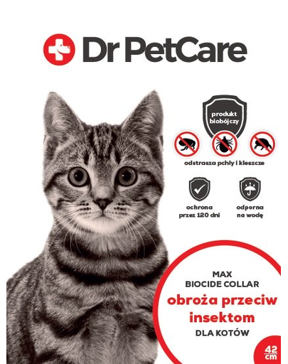 Dr PetCare MAX Biocide Collar Zgarda anti-purici si insecte, pentru pisici 42 cm 3 buc. anti-purici imagine 2022