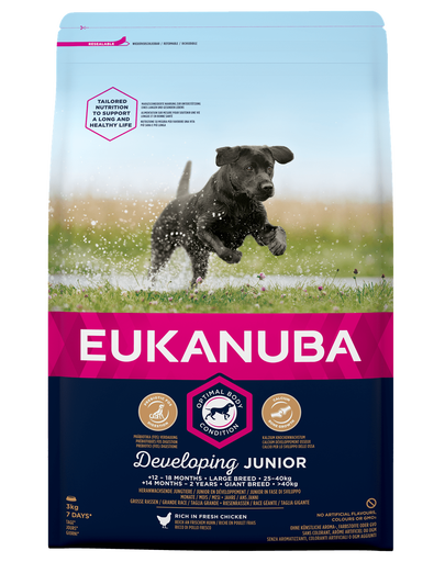 EUKANUBA Developing Junior Large Breed hrana uscata caini juniori talie mare, bogat in pui 3kg 3kg imagine 2022