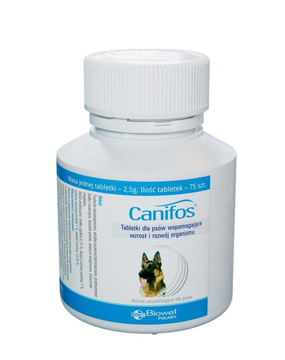 BIOWET Canifos Supliment mineral si vitaminic pentru caini - cresterea si dezvoltarea organismului 75 tabl.