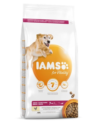 IAMS For Vitality Senior hrana uscata pentru caini seniori de talie mare, cu pui, 12 kg câini imagine 2022
