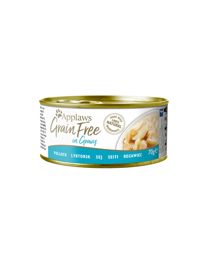 APPLAWS Cat Grain Free hrana umeda pentru pisici, cu polac in sos 70 g x 12 (10+2 GRATIS)