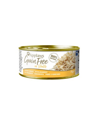 APPLAWS Cat Grain Free hrana umeda pentru pisici, cu pui in bulion 70 g x 12 (10+2 GRATIS)