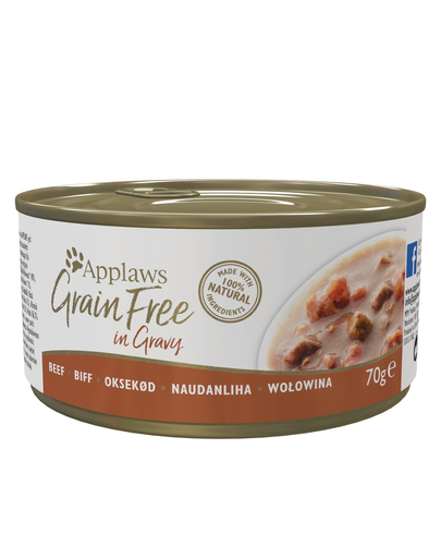 APPLAWS Cat Grain Free hrana umeda pentru pisici cu vita in sos 70 g x 12 (10+2 GRATIS)
