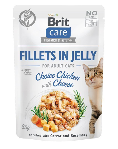 BRIT Care Cat Fillets in Jelly hrana umeda pentru pisici, cu pui si branza, 85 g