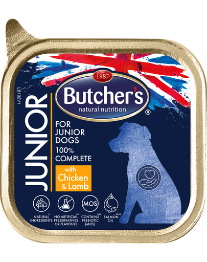 Butcher's functional dog junior hrana umeda caini juniori, pate cu miel si pui 150g x 3 (2+1 gratis)