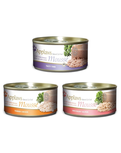 APPLAWS Cat Mousse hrana umeda pentru pisici Mix arome 70 g x 12 (10+2 GRATIS)