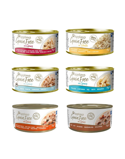APPLAWS Cat Grain Free MIX arome hrana umeda pentru pisici in sos 70 g x 12 (10+2 GRATIS)