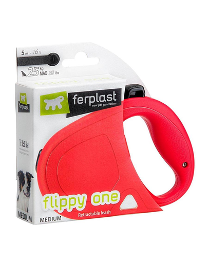 FERPLAST Flippy One Tape M Lesa automata cu banda pentru caini 5 m, rosu