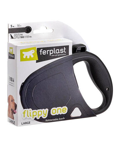 FERPLAST Flippy One Tape L Lesa automata cu banda pentru caini 5 m, negru