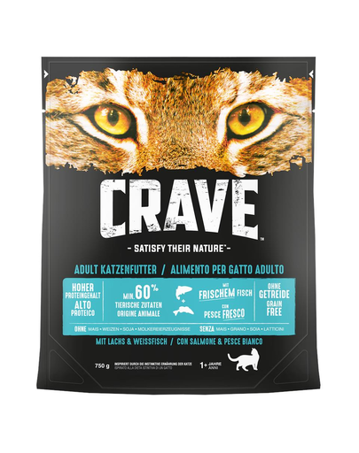 CRAVE hrana uscata fara cereale pentru pisici, cu somon si peste alb 5 x 750 g CRAVE