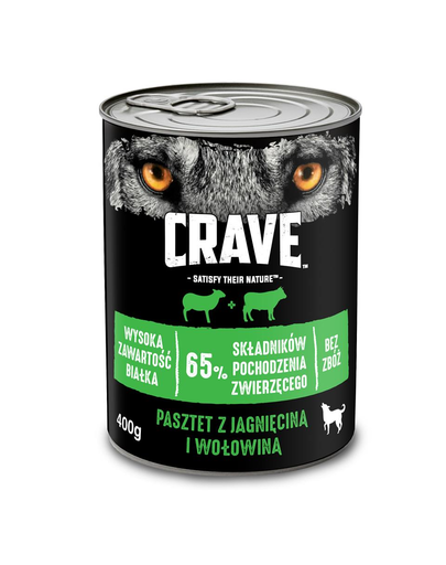 CRAVE Hrana umeda fara cereale pentru caini adulti pate de miel si vita cutie de 24x400g CRAVE imagine 2022