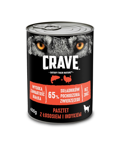 CRAVE Hrana umeda pentru caini adulti pate cu somon si curcan cutie 24x400g