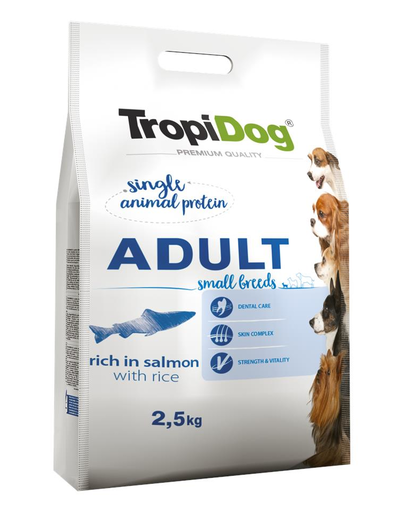 TROPIDOG Premium Adult S somon si orez 2,5 kg hrana uscata pentru caini de rase mici fera.ro imagine 2022