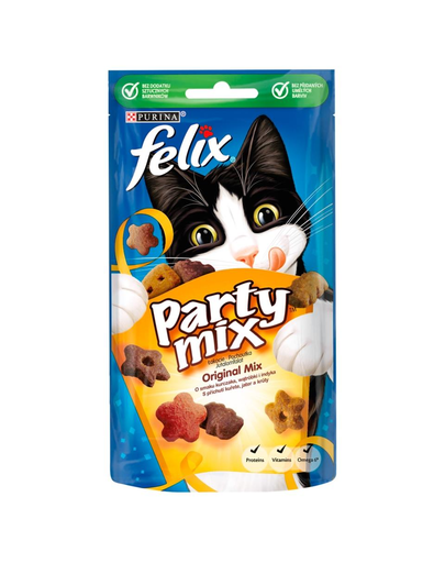 FELIX Party Mix Recompense cu aroma de pui branza si curcan pentru pisici 8x60g