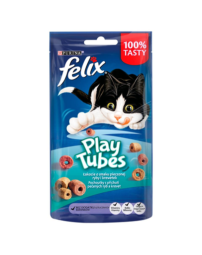 FELIX Play Tubes Recompense cu peste si creveti la cuptor pentru pisici 8×50 g Felix imagine 2022