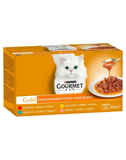 GOURMET Gold Sauce Delights Hrana umeda cu arome mixte in sos pentru pisici adulte 4x85g