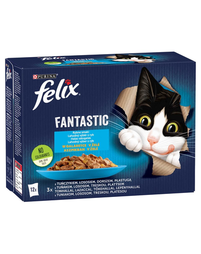FELIX FANTASTIC Hrana umeda cu peste in jeleu pentru pisici adulte 72x85g Felix imagine 2022