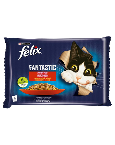 FELIX FANTASTIC hrana umeda pentru pisici, iepure si miel in jeleu 48x85g Felix imagine 2022