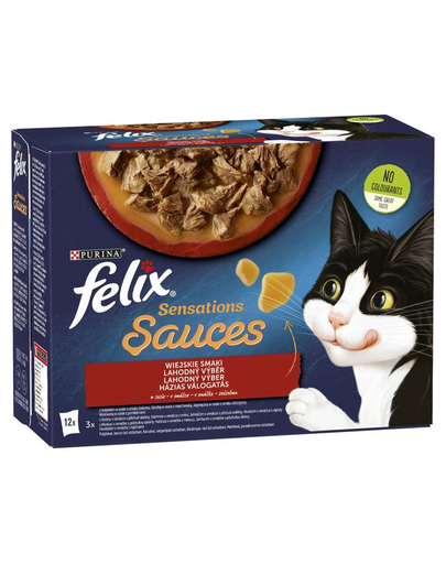 FELIX Sensations Sauce Hrana umeda cu diverse tipuri de carne in sos pentru pisici adulte/sterilizate 12x85g