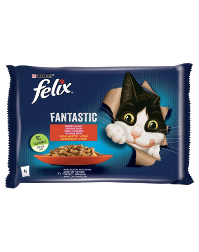 FELIX FANTASTIC Country Flavours Hrana umeda in jeleu pentru pisici adulte 4x85g