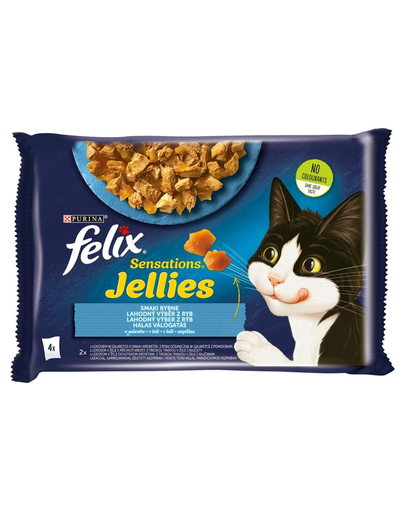 FELIX Sensations Jellies Hrana umeda cu diverse tipuri de carne pentru pisci adulte/sterlizate 85g