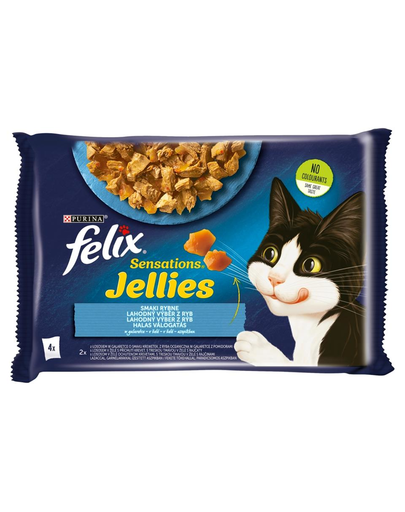 FELIX Sensations Jeleuri Hrana umeda cu peste in jeleu pentru pisici adulte 48x85g Felix imagine 2022