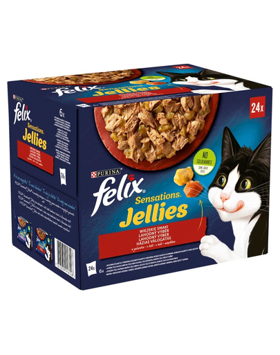 FELIX Sensations Jellies Hrana umeda cu diverse tipuri de carne in jeleu pentru pisici adulte sterilizate 24x85g 24x85g imagine 2022